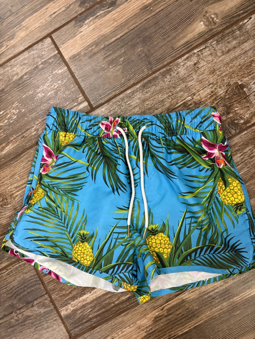 H&M Blue Pineapple-Print Swim Shorts